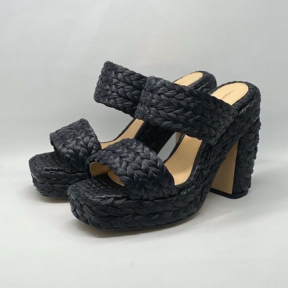 Bottega Veneta Trinity Weave Black Raffia Platform Sandals size 38 - Picture 6 of 13